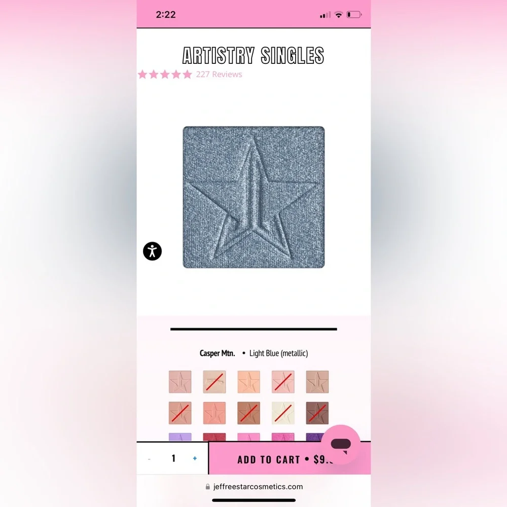 Jeffree Star single eyeshadows set of 5